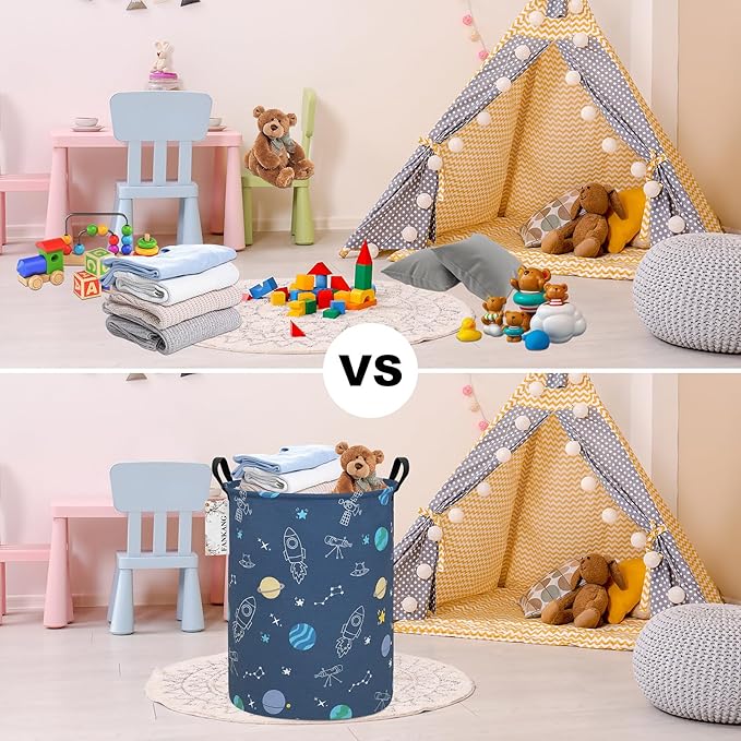 FANKANG Storage Basket, Nursery Hamper Canvas Laundry Basket Foldable - Image 7