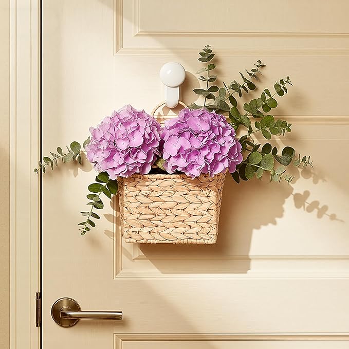 Set of 2 Hanging Basket, Wicker Wall Basket Natural Water Hyacinth, Hanging - Image 2