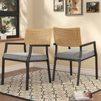 Grand Patio Outdoor Dining Chair Set of 2, 2-Piece Stackable Wicker Chairs with Cushions and Armrest for Restaurant, Garden, Porch, Lawn and Poolside - Image 8