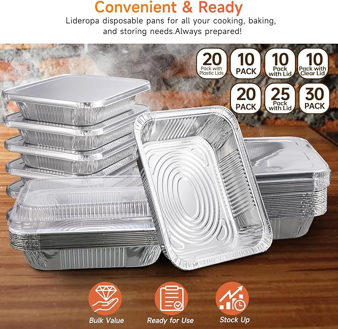 Aluminum Pans with Clear Lids 9x13-10 Pack Aluminum Foil Pans, Heavy Duty - Image 7