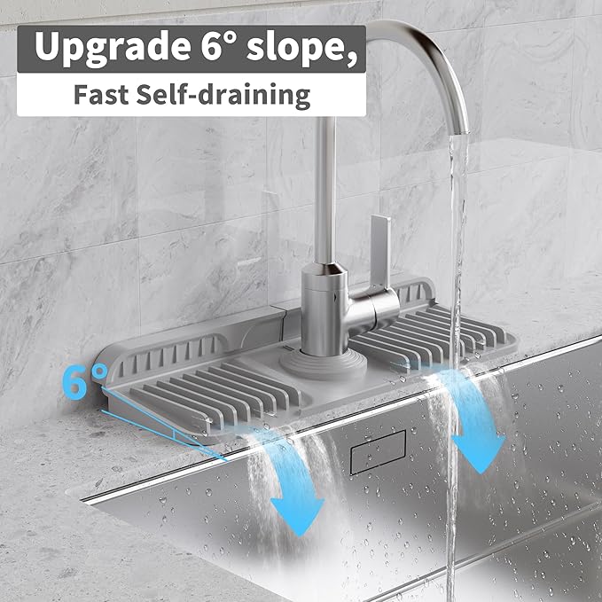 WAFT YEARN 14X5 Inch Silicone Durable Faucet Mat Kitchen Sink Splash Guard - Image 3