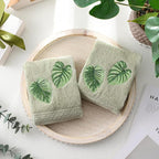 2 Pcs Tropical Palm Leaves Hand Towels Gray Green Bathroom Decor 14x29 Inch - Image 2
