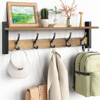 Coat Rack Wall Mount with Shelf, 24 Inch Coat Hanger Walls Mounted, Hat Rack by Optish