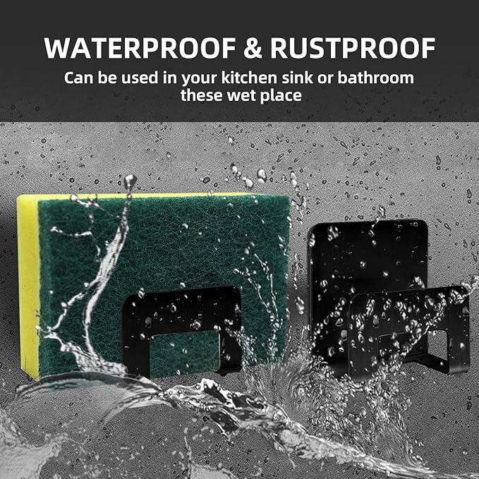 2Pcs Sponge Holder for Kitchen Sink, Premium SUS304 Stainless Steel Waterproof - Image 3