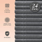 White Classic Wealuxe Dark Gray Washcloths 24 Pack - Image 2