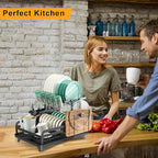 2 Tier Metal Dish Drying Rack Without Installation Sturdy Dish Racks - Image 9