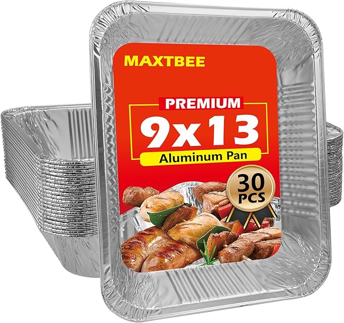 9x13 Aluminum Foil Pans, 30 Pack Disposable Trays Half Size Heavy Duty Tin Pans by Unknown