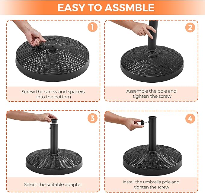 Yaheetech 31lbs Umbrella Base, Heavy Duty Patio Umbrella Base Stand, Round Resin Umbrella Base Stand, Outdoor Market Umbrella Base for Garden, Backyard, Beach - Image 5