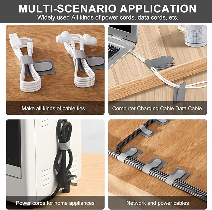 20-Pack Large Reusable Self-Adhesive Cable Ties cable management Adjustable - Image 3