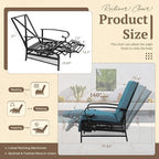 Oakcloud Adjustable Outdoor Lounge Chair Metal Patio Relaxing Recliner Chair Set with Bistro Table and Removable Cushions(Peacock Blue) - Image 3