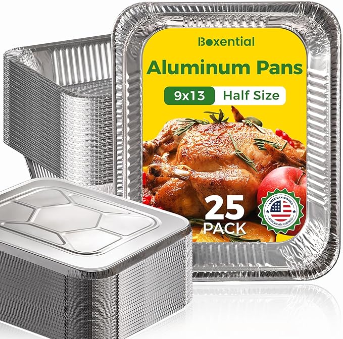 9x13 Aluminum Pans with Lids, Extra Heavy Duty Half Size Disposable Foil Pans by Unknown