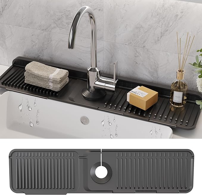 WAFT YEARN 24X5 Inch Silicone Durable Faucet Mat Kitchen Sink Splash Guard by WAFTYEARN
