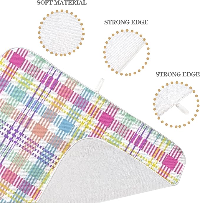 Easter Checkered Dish Drying Mats 18x24 Inch Colorful Buffalo Plaid Drying Mats - Image 7