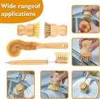 Bamboo Dish Brushes Sets 4 Tools in One Kitchen Clean Dish Scrubber - Image 4