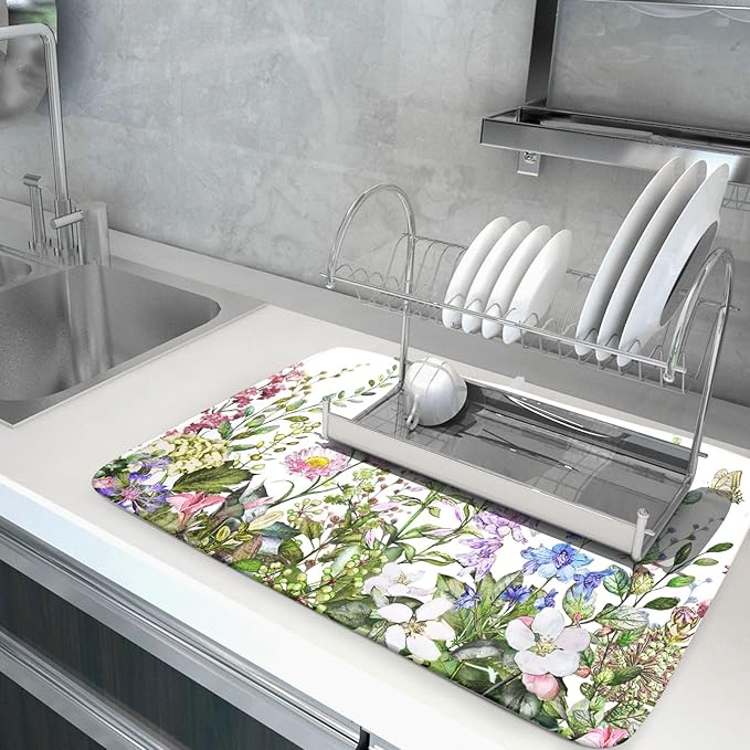 Aportt Spring Summer Floral Dish Drying Mat - Image 5