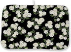 Black Dish Drying Mat 18x24 Inch Green Vintage Floral Hydrangea Flower Drying by DAFENA