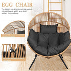 Vongrasig Wicker Egg Chair PE Rattan Chair with Cushion, Oversized Patio Lounge Chair for Outdoor, Indoor, Balcony, Backyard, Garden, Living Room, Black - Image 4