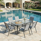 MAMIZO Patio Dining Chairs, Stackable All Weather Teslin Chair, Heavy Duty Outdoor Breathable Chairs Set, w/Armrests, Upgraded Chair FeetW/Strenthened Iron Spacers, 330 LBS (6, Grey) - Image 9