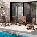 SERWALL Oversized Rocking Chair Set of 4 Outdoor, HDPE Outdoor Rocking Chair Set of 4, Coffee by SERWALL