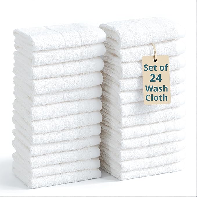 Casa Platino White Washcloths 24 Pack by CasaPlatino