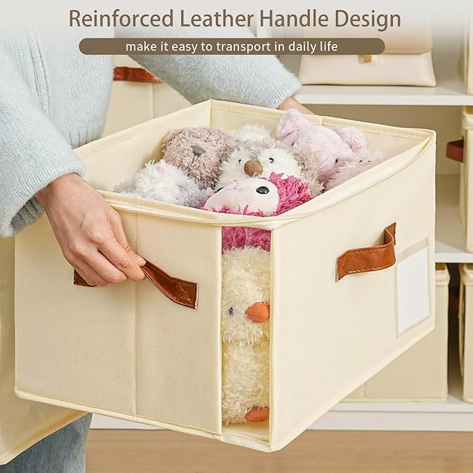 4 Pack Large Storage Bins with Lids, Foldable Closet Organizer with Clear Window - Image 5