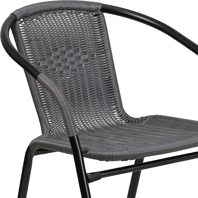 Flash Furniture Lila 2 Pack Gray Rattan Indoor-Outdoor Restaurant Stack Chair - Image 11