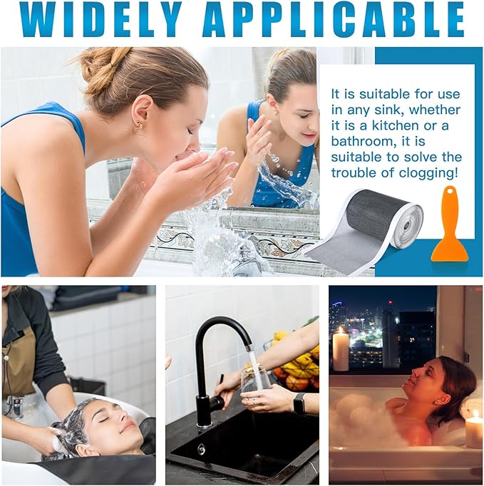 1 Pack 4 Inch x 33 ft Linear Shower Drain Hair Catcher Screen Disposable - Image 4