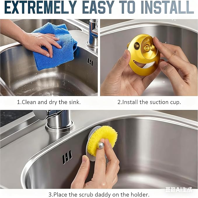 Stainless Steel Smiley Face Sponge Holder, Kitchen Accessories Decor - Image 3