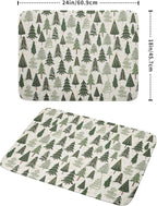 Christmas Dish Drying Mat for Kitchen Counter 18x24 Green Xmas Tree Block Print - Image 2