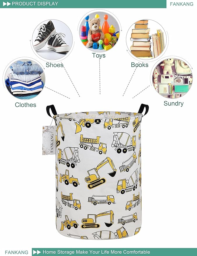 FANKANG Storage Basket, Nursery Hamper Canvas Laundry Basket Foldable - Image 4