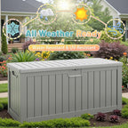 Patiowell 240 Gallon Large Outdoor Storage Box, Waterproof Deck Box with Fixed Divider, Lockable and Durable Patio Storage Solution for Patio Furniture and Garden Tools (Grey) - Image 5