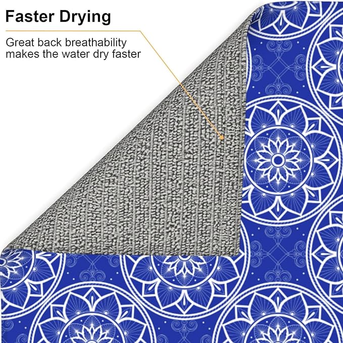 Chinoiserie Blue and White Floral Dish Drying Mats - Image 8