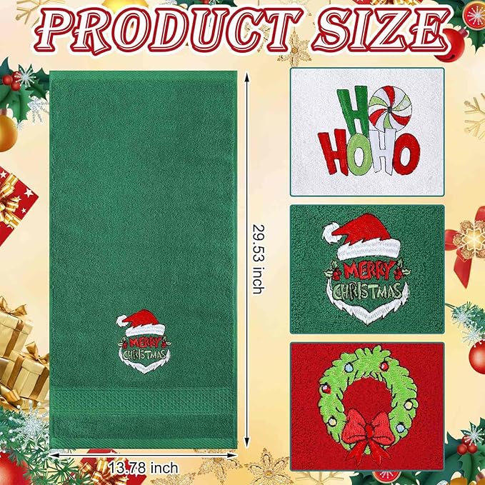 3 Pcs Merry Christmas Hand Towels - Image 3