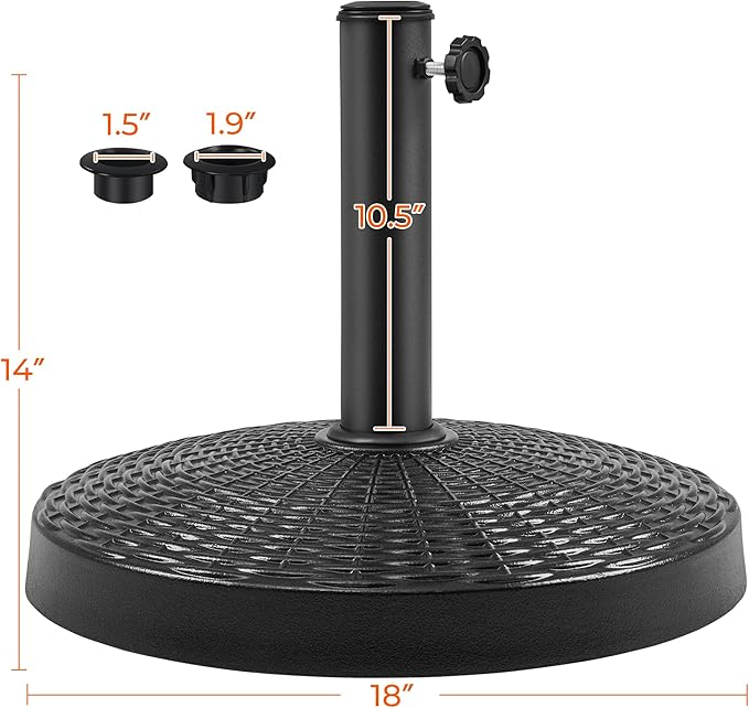 Yaheetech 31lbs Umbrella Base, Heavy Duty Patio Umbrella Base Stand, Round Resin Umbrella Base Stand, Outdoor Market Umbrella Base for Garden, Backyard, Beach - Image 3