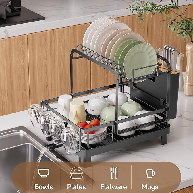 Runnatal 2-Tier Dish Drying Rack, Large Dish Rack - Image 2