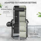 Outsunny Zero Gravity Chairs Set of 2, Reclining Folding Zero Gravity Lounge Chair, Outdoor Lounge Chairs with Removable Cushion, Headrest, and Cup Phone Holder Tray for Patio, Beach, Gray - Image 5