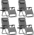 Homall Zero Gravity Chair Patio Folding Lawn Outdoor Lounge Gravity Camp Reclining Lounge Chair with Cup Holder Pillows for Poolside Backyard and Beach Set of 4 (Grey) by Homall