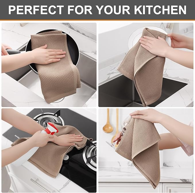 Kitinjoy 100% Cotton Waffle Weave Kitchen Hand Towels - Image 4
