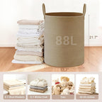 Tall Laundry Basket with Handles, 88L Portable Dirty Clothes Hamper, Boho - Image 2