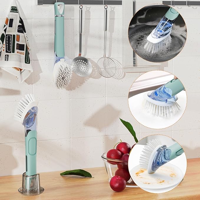 Soap Dispensing Replacement Dish Brush Storage Set - Image 7