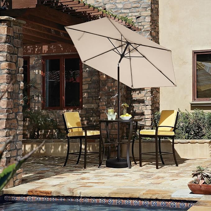 JEAREY 7.5FT Patio Umbrella Outdoor Table Umbrella with 6 Sturdy Ribs, Push Button Tilt & Easy Crank Table Umbrella for Garden, Deck, Backyard & Pool, Cream Beige - Image 6
