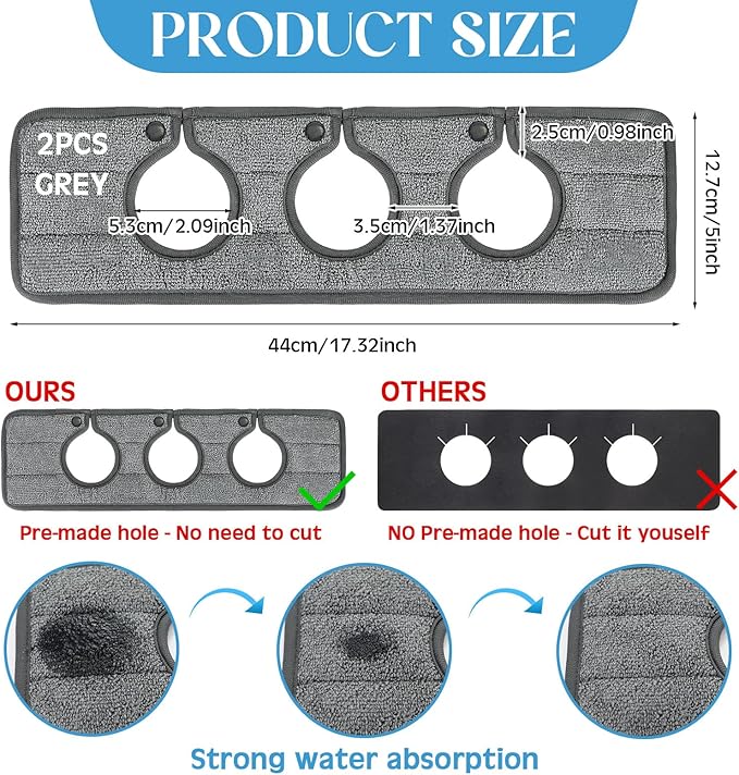 2 Pcs Faucet Mat for Kitchen Sink Splash Guard for Kitchen Sink Faucet Dish - Image 2