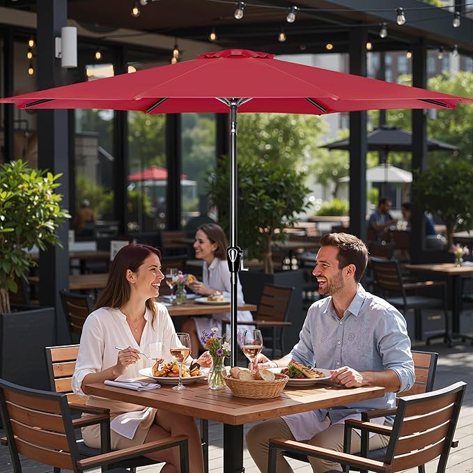 Simple Deluxe 9' Patio Umbrella Outdoor Table Market Yard Umbrella with Push Button Tilt/Crank - Image 5