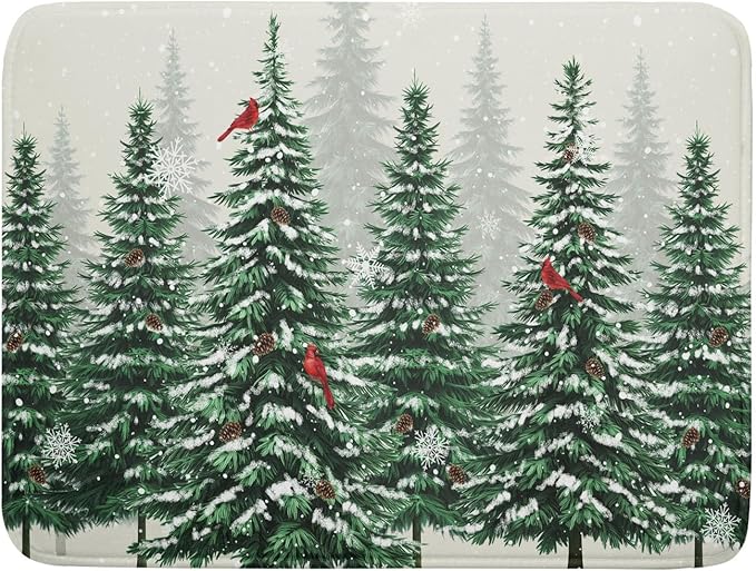 Winter Green Pine Tree Dish Drying Mat by Sweetshow