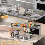 PUSDON Over Sink Dish Drying Rack Stainless Steel, Adjustable Large Dish Drainer - Image 2