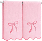2 Pcs Pink Scalloped Hand Towels by Fanfanwin