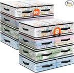8 Pack Under Bed Storage Bags, 60L Foldable Clear Storage Containers by Unknown