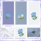 Blue Hydrangea Hand Towels Farmhouse Hydrangea Bathroom Decor 14x29 Inch - Image 2