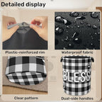 Checkered Bless Laundry Basket, Waterproof Fabric Storage Basket - Image 5