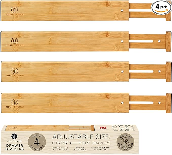 Night Tree Expandable Bamboo Drawer Dividers – drawer separators by NightTree